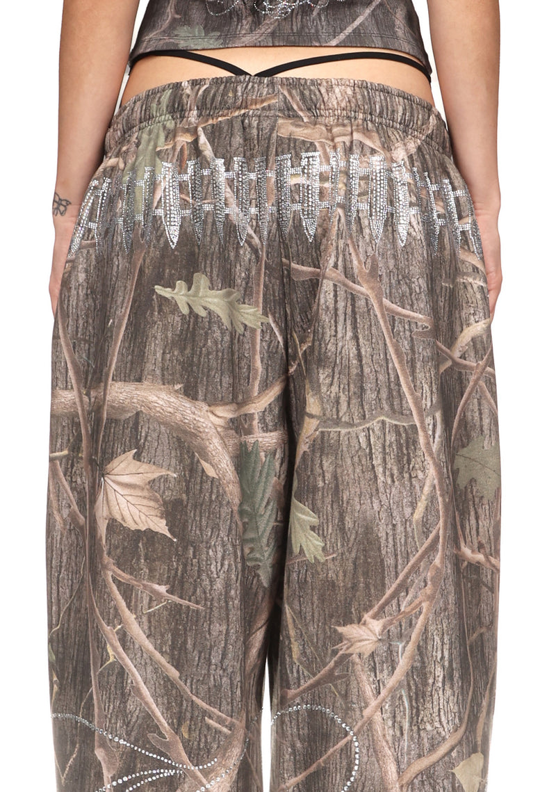 ENEMY RHINESTONE SWEATPANTS TREE CAMO