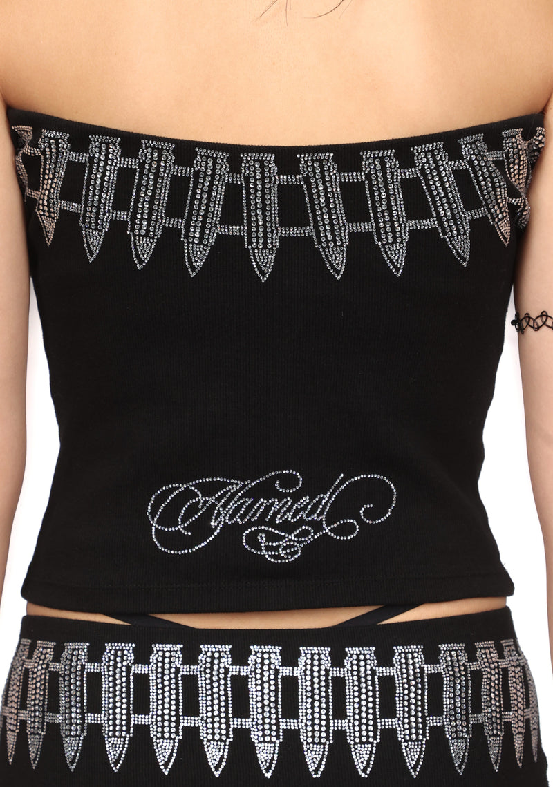 ENEMY RHINESTONE TUBE TOP BLACK