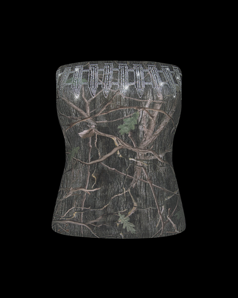 ENEMY RHINESTONE TUBE TOP TREE CAMO