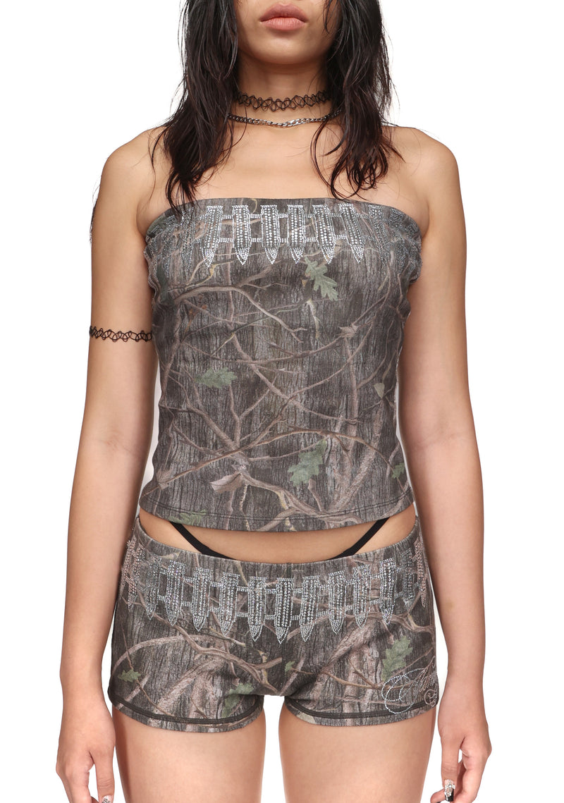 ENEMY RHINESTONE TUBE TOP TREE CAMO