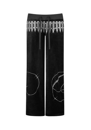 ENEMY RHINESTONE VELOUR SWEATPANTS BLACK