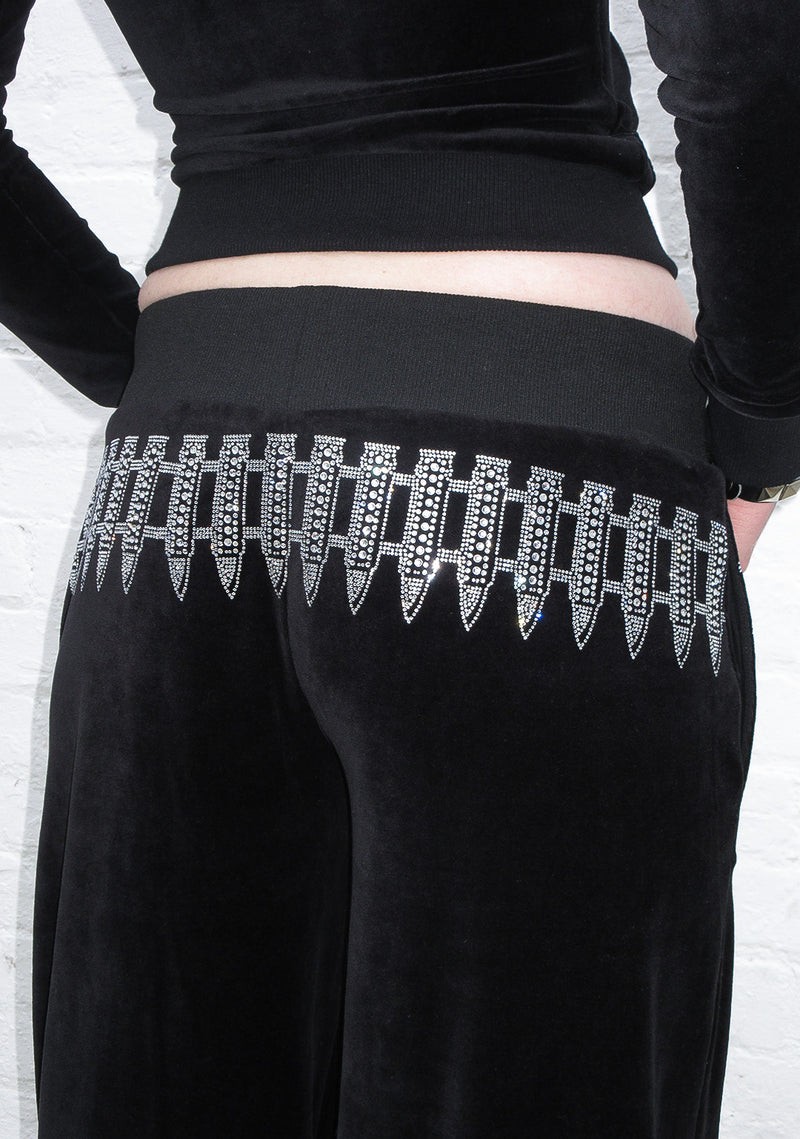 ENEMY RHINESTONE VELOUR SWEATPANTS BLACK