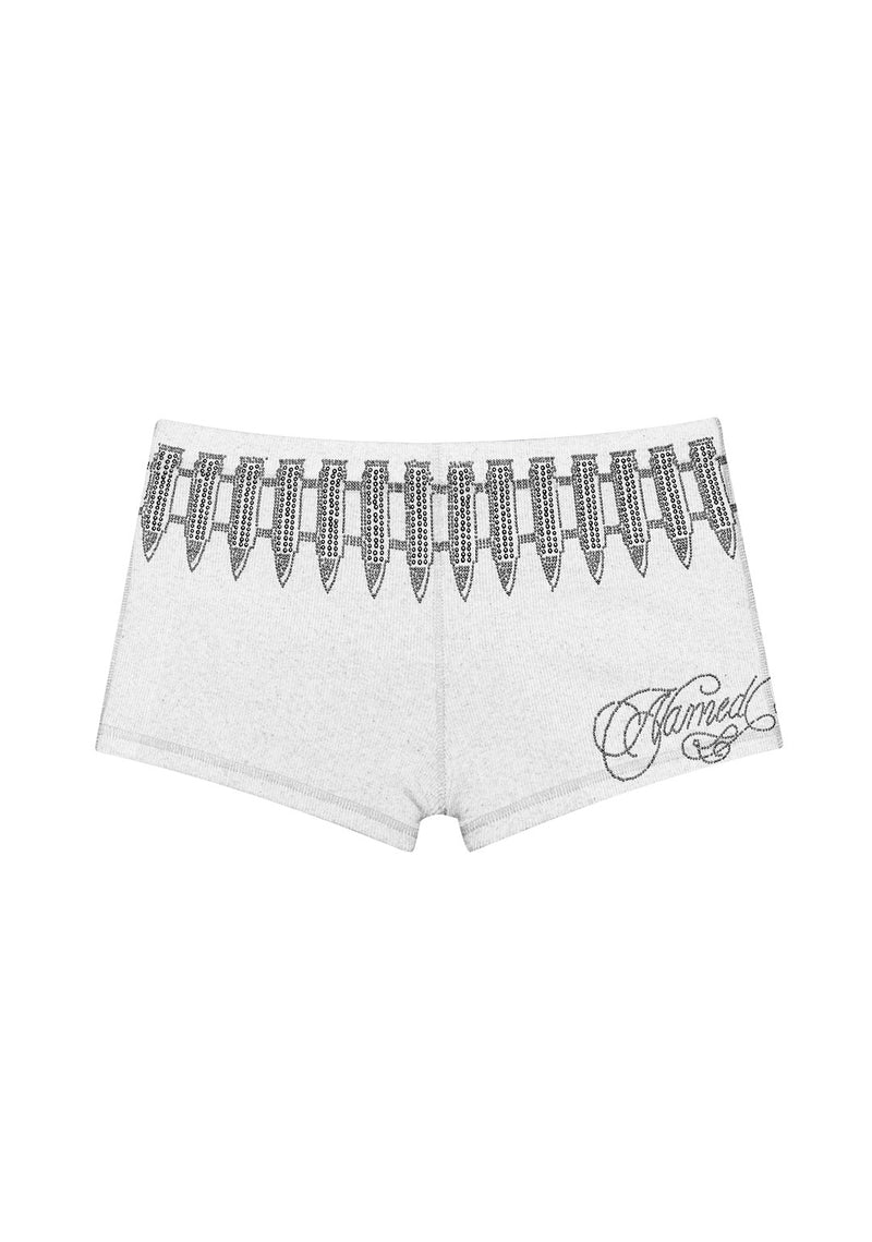 ENEMY STUDDED MICRO HOTPANT SHORTS GREY MARL