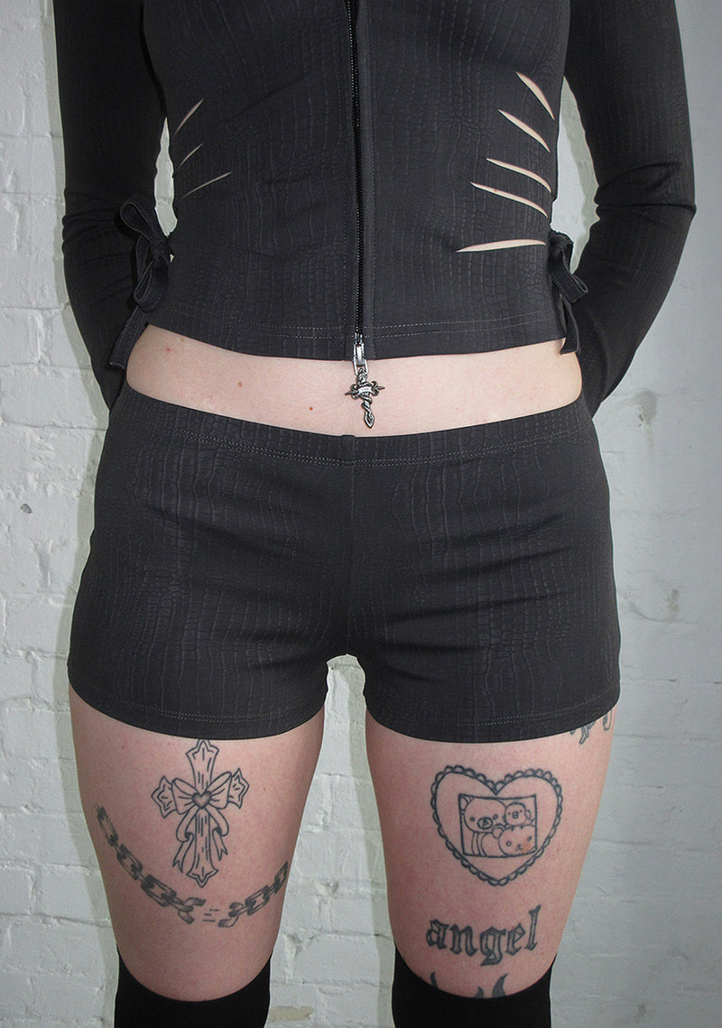 ENVY SNAKESKIN HOTPANT SHORTS CHARCOAL