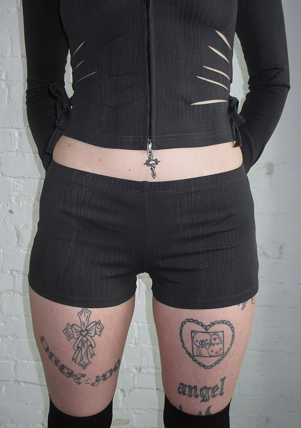 ENVY SNAKESKIN HOTPANT SHORTS CHARCOAL