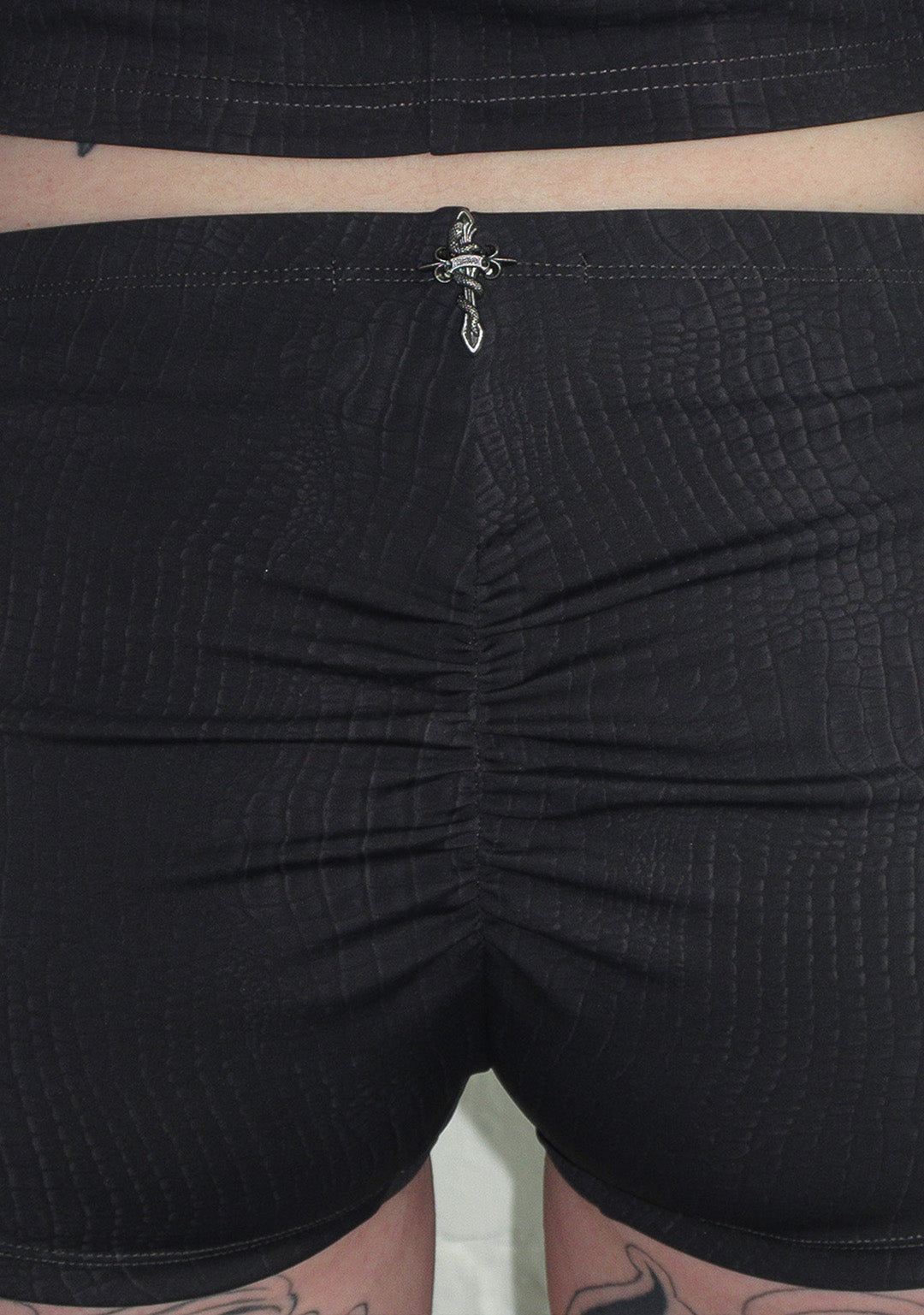 ENVY SNAKESKIN HOTPANT SHORTS CHARCOAL