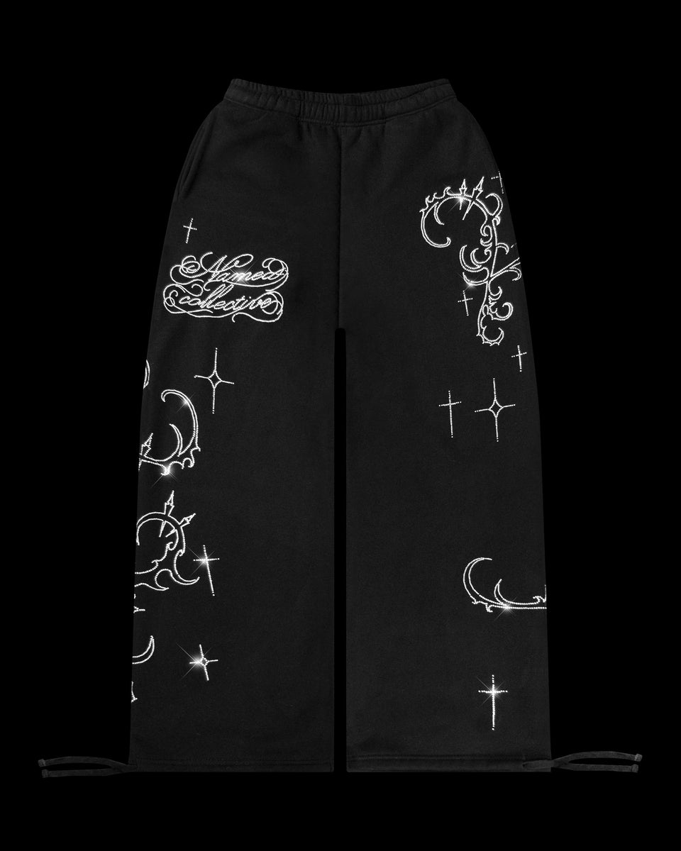 ETERNAL RHINESTONE SWEATPANTS BLACK