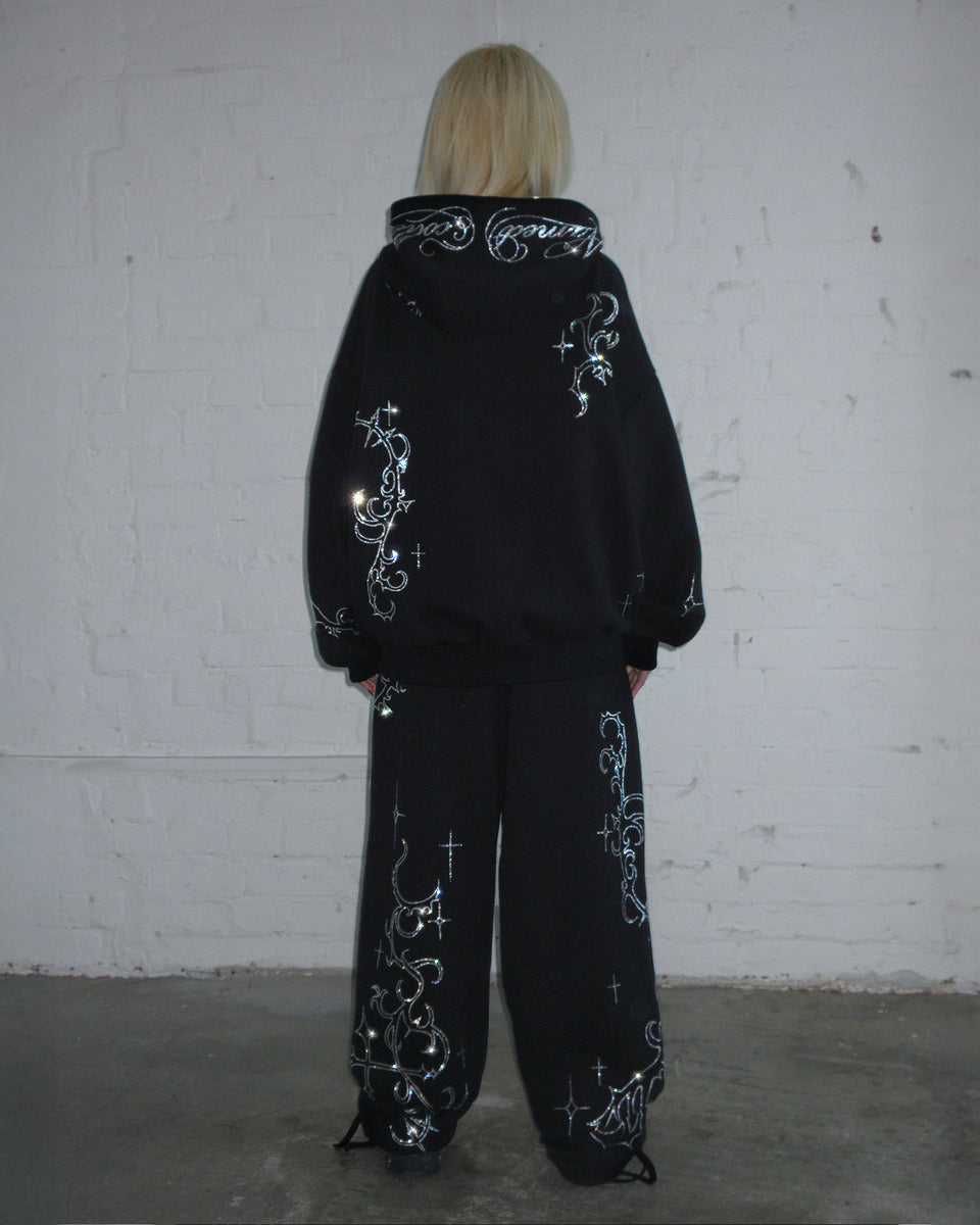 ETERNAL RHINESTONE SWEATPANTS BLACK