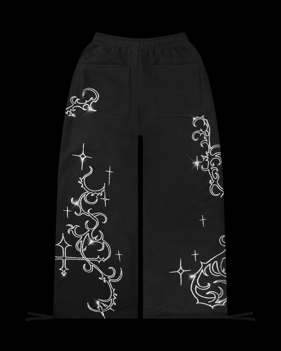 ETERNAL RHINESTONE SWEATPANTS BLACK