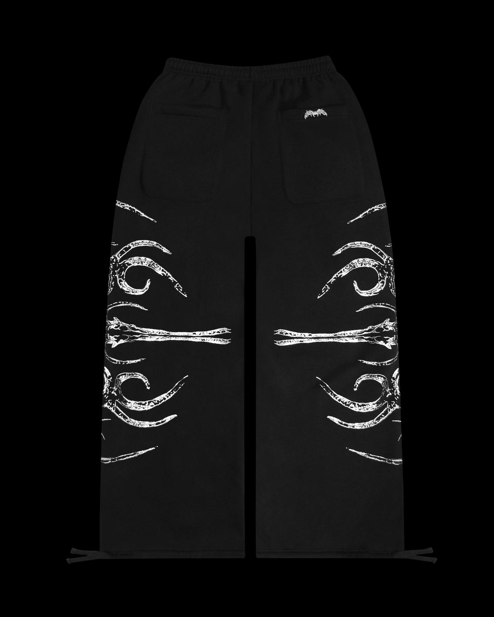 EUPHORIA DISTRESSED PRINT CHROME OVERSIZED SWEATPANTS BLACK