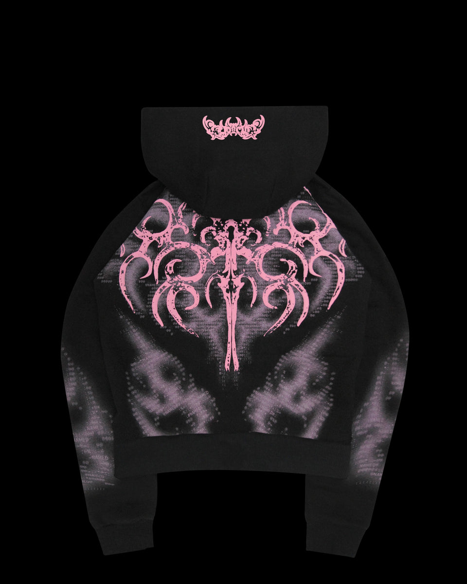 EUPHORIA PUFF PRINT FITTED ZIP HOODIE BLACK