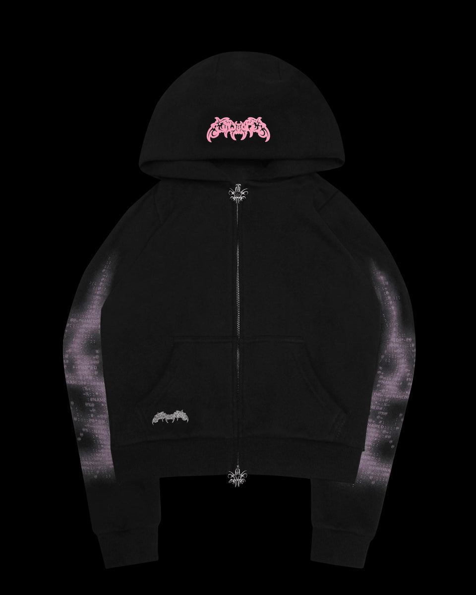 EUPHORIA PUFF PRINT FITTED ZIP HOODIE BLACK