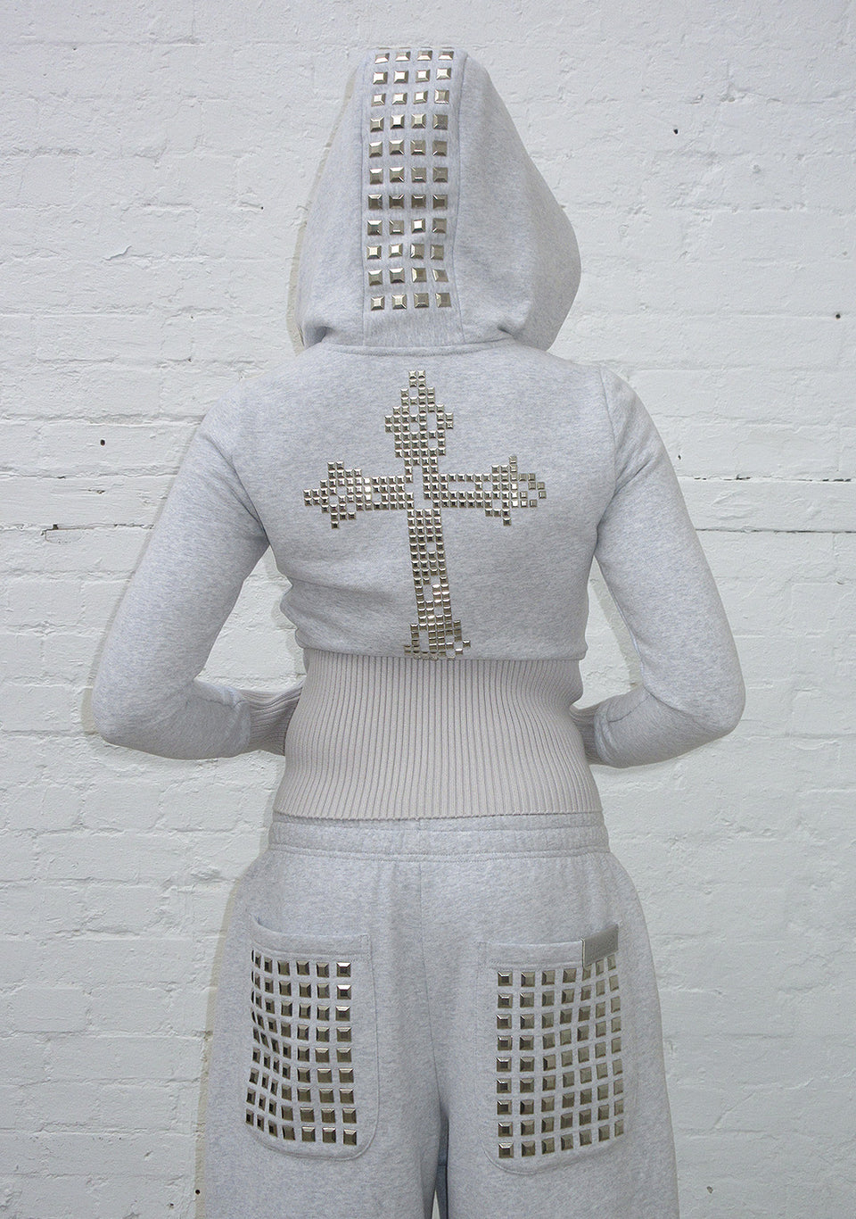 FAITHFUL STUDDED OVERSIZED SWEATPANTS GREY MARL