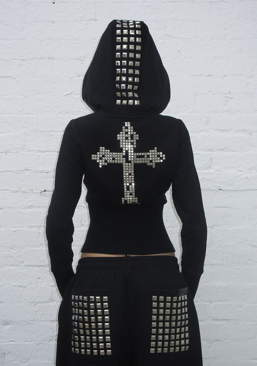 FAITHFUL FAUX FUR VEST AND FITTED ZIP HOODIE TWO PIECE SET BLACK