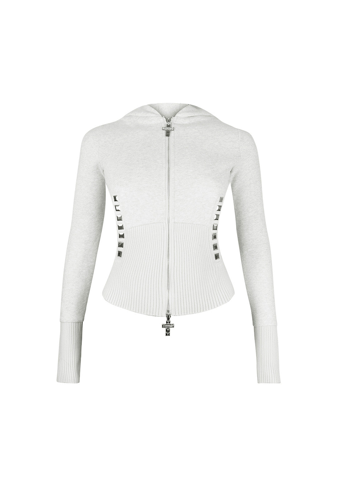 FAITHFUL FAUX FUR VEST AND FITTED ZIP HOODIE TWO PIECE SET GREY MARL