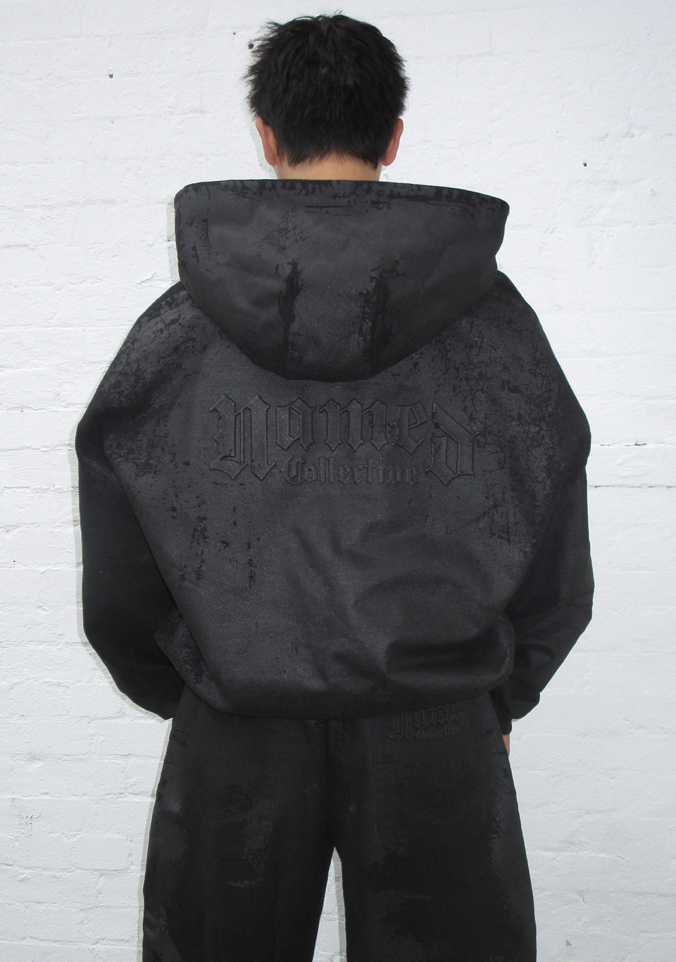 FAITHFUL LEATHER EFFECT ZIP HOODIE BLACK