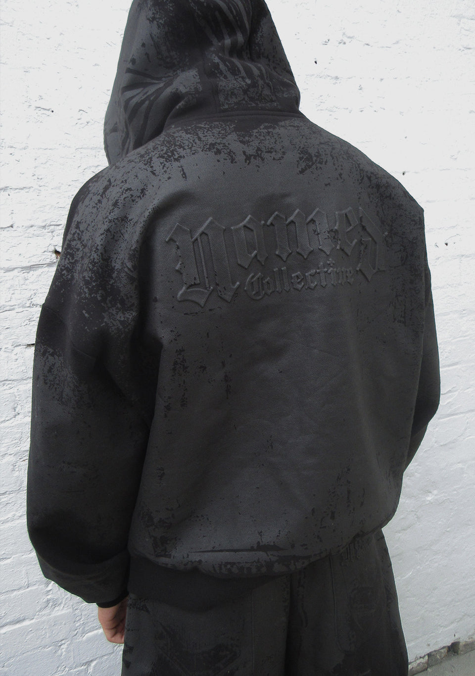 FAITHFUL LEATHER EFFECT ZIP HOODIE BLACK