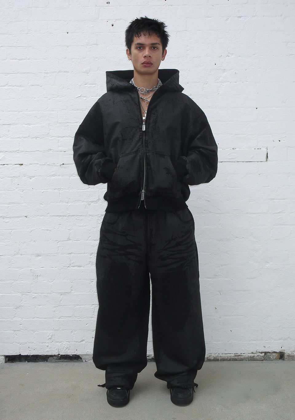 FAITHFUL LEATHER EFFECT OVERSIZED SWEATPANTS BLACK