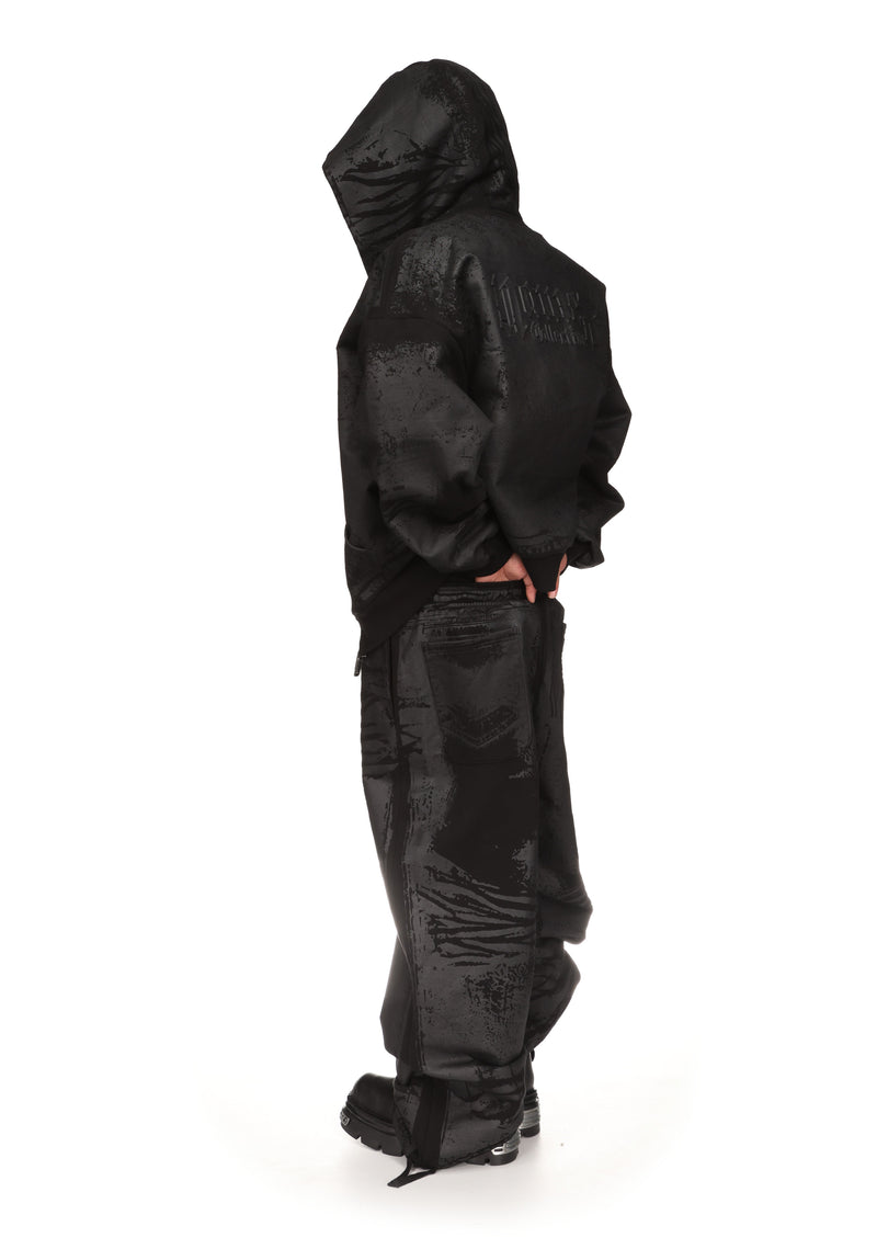 FAITHFUL LEATHER EFFECT OVERSIZED SWEATPANTS BLACK