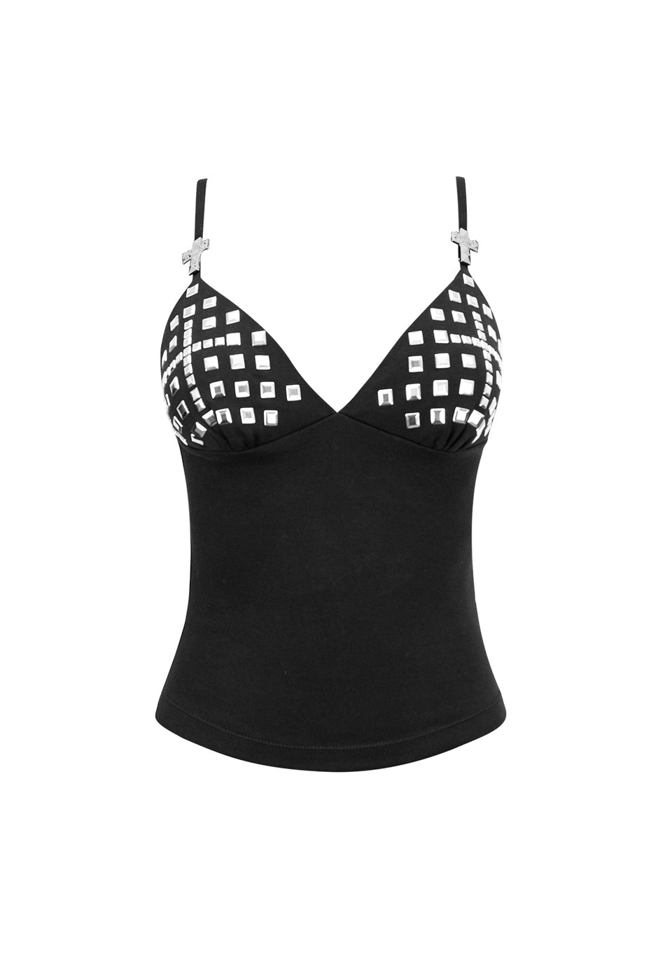 FAITHFUL STUDDED FITTED CAMI TOP BLACK