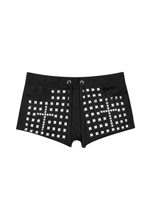 FAITHFUL STUDDED MICRO HOTPANT SHORTS BLACK
