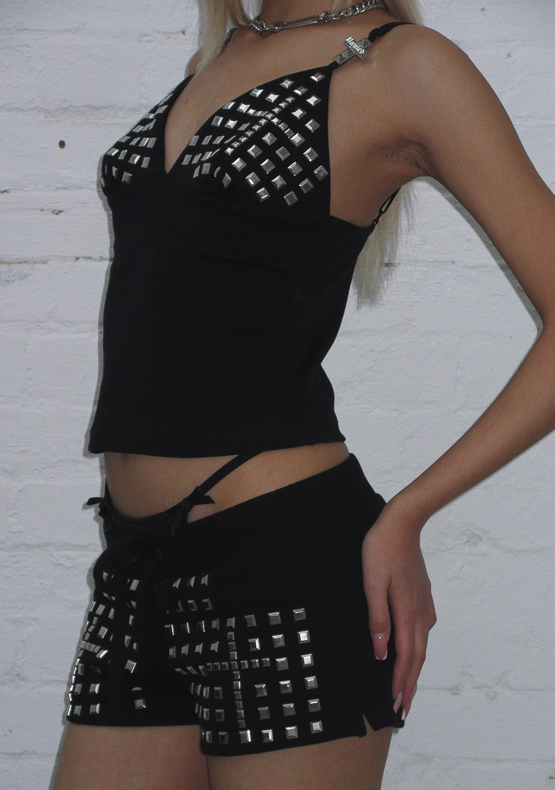 FAITHFUL STUDDED MICRO HOTPANT SHORTS BLACK