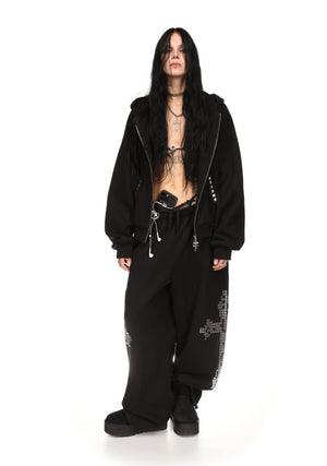 FAITHFUL STUDDED ZIP HOODIE BLACK