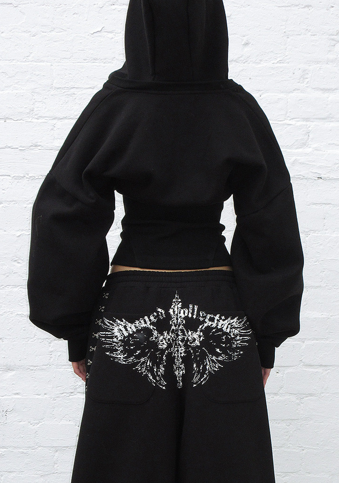 FALLEN CORSET SCULPT HOODIE BLACK