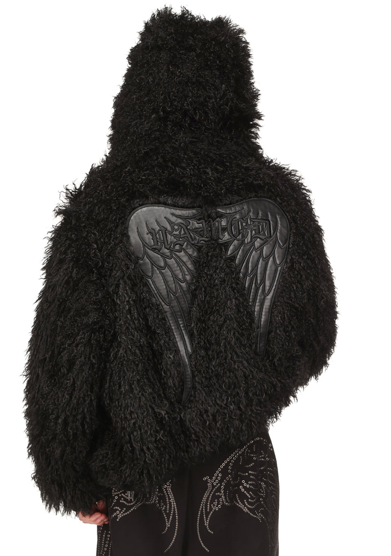 FALLEN FAUX FUR REVERSIBLE BOMBER JACKET BLACK