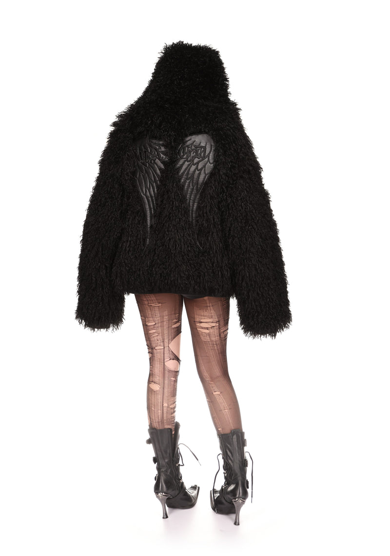 FALLEN FAUX FUR REVERSIBLE BOMBER JACKET BLACK