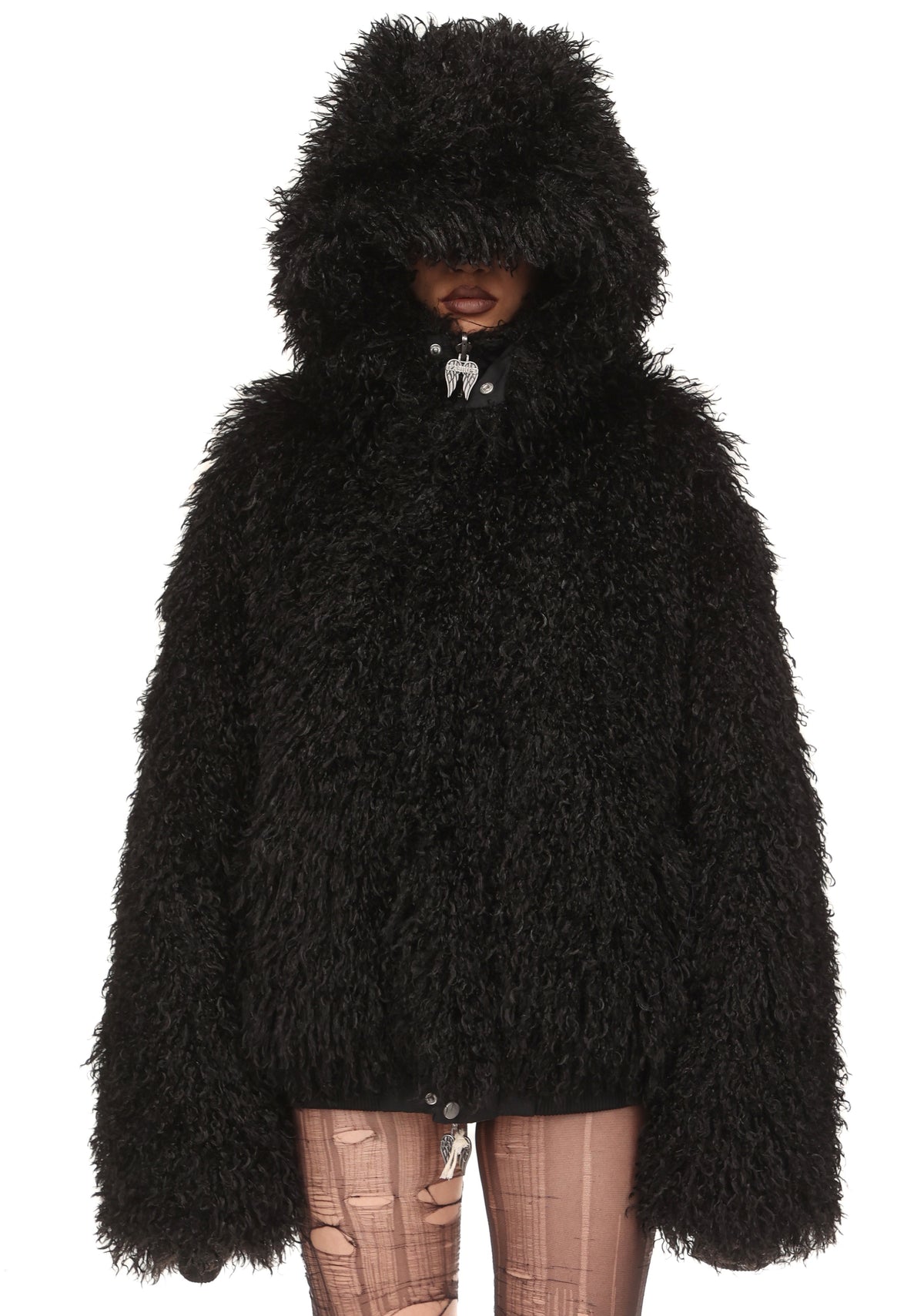 FALLEN FAUX FUR REVERSIBLE BOMBER JACKET BLACK