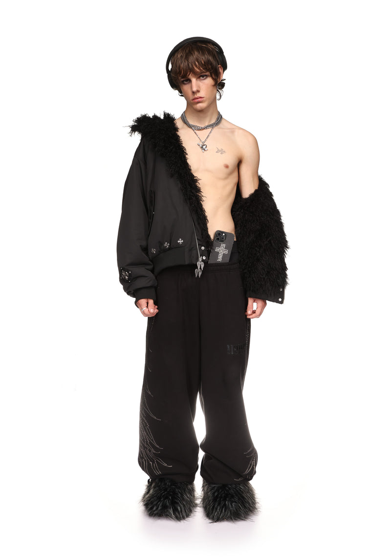FALLEN FAUX FUR REVERSIBLE BOMBER JACKET BLACK