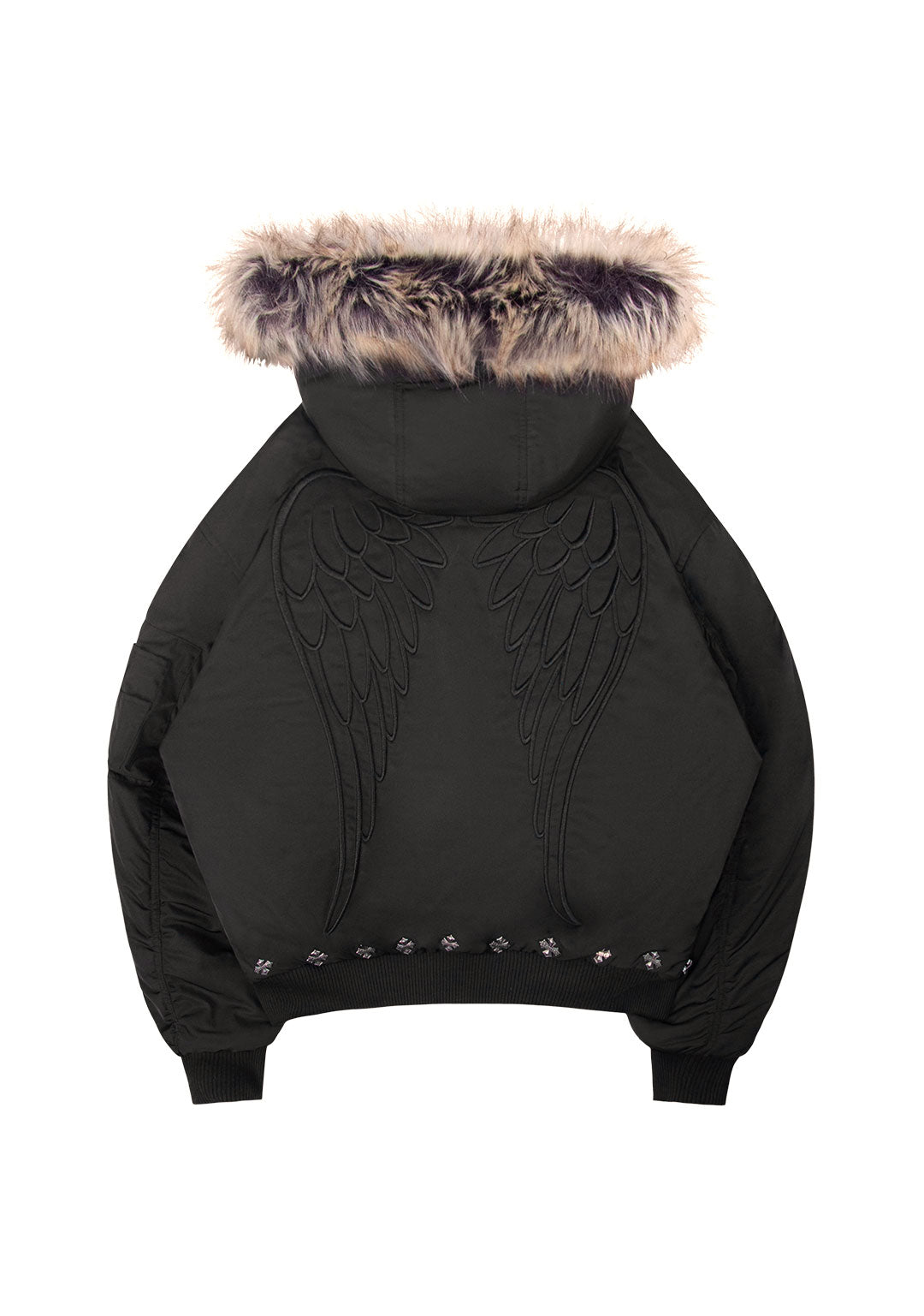 FALLEN FAUX FUR REVERSIBLE BOMBER JACKET BLACK AND NATURAL
