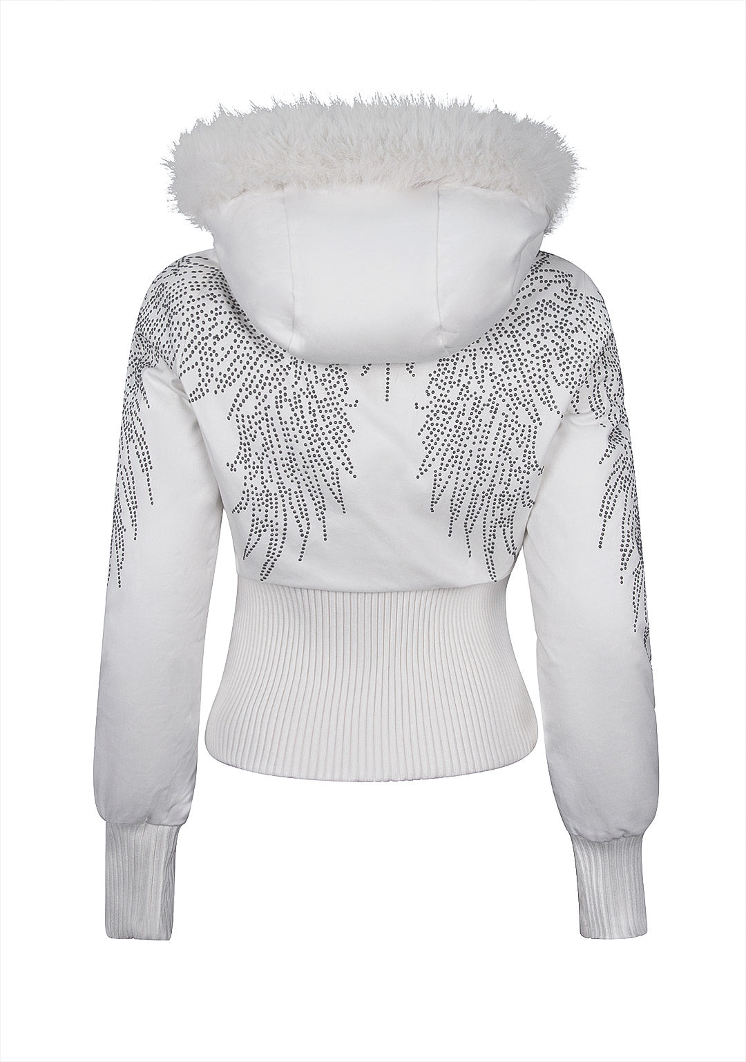 FALLEN FAUX FUR REVERSIBLE RIB PUFFER JACKET BABY PINK AND WHITE