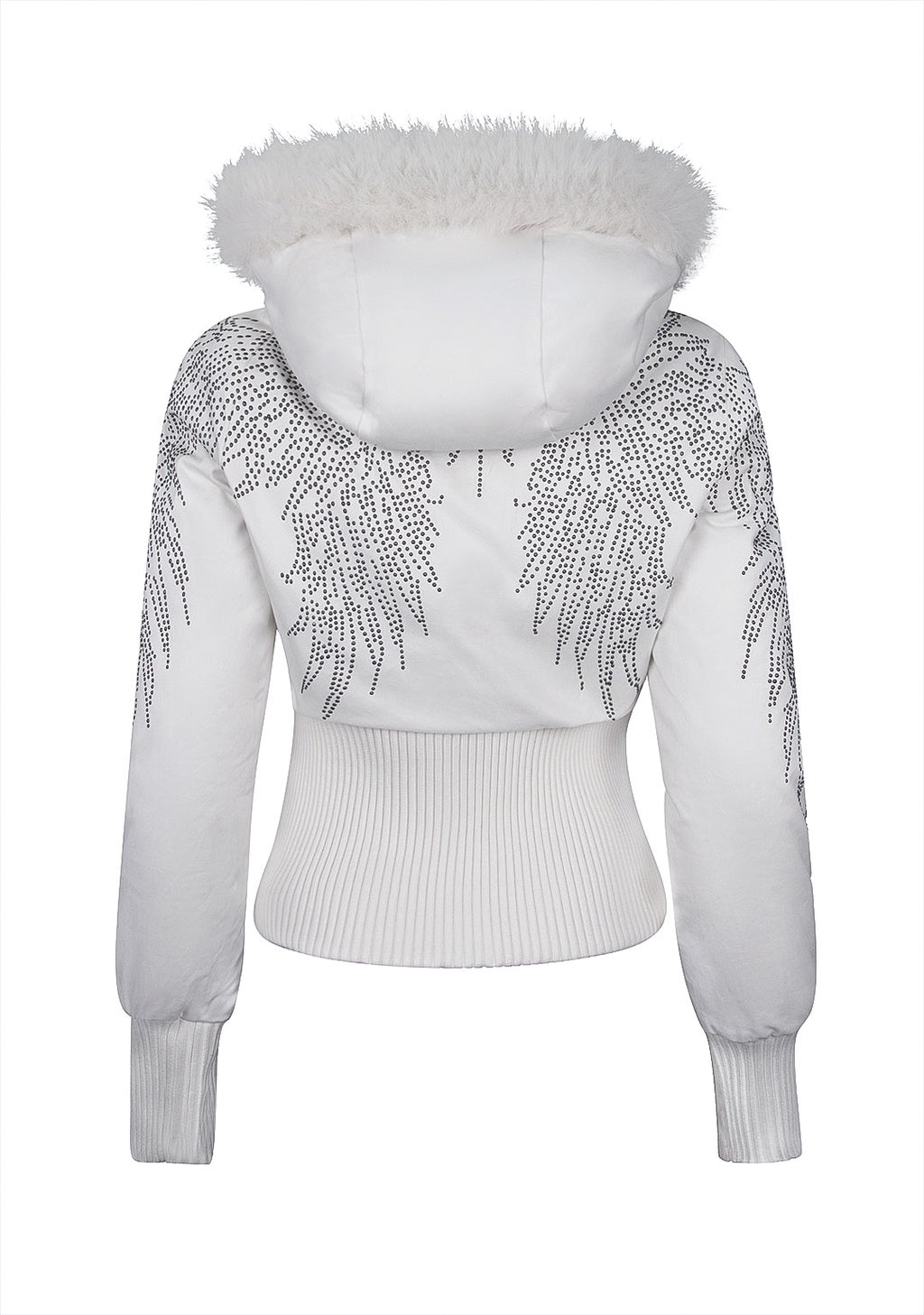 FALLEN FAUX FUR REVERSIBLE RIB PUFFER JACKET BABY PINK AND WHITE