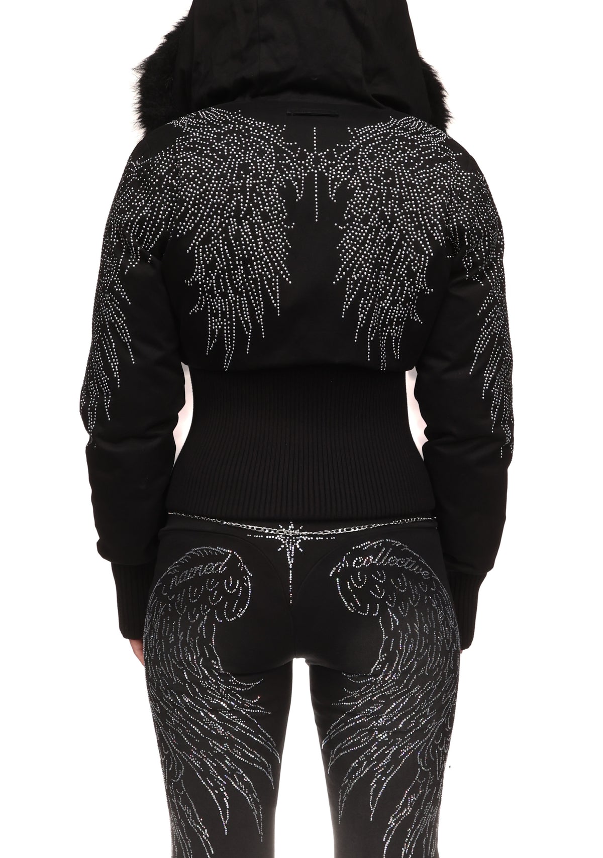 FALLEN FAUX FUR REVERSIBLE RIB PUFFER JACKET BLACK