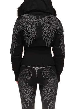 FALLEN FAUX FUR REVERSIBLE RIB PUFFER JACKET BLACK