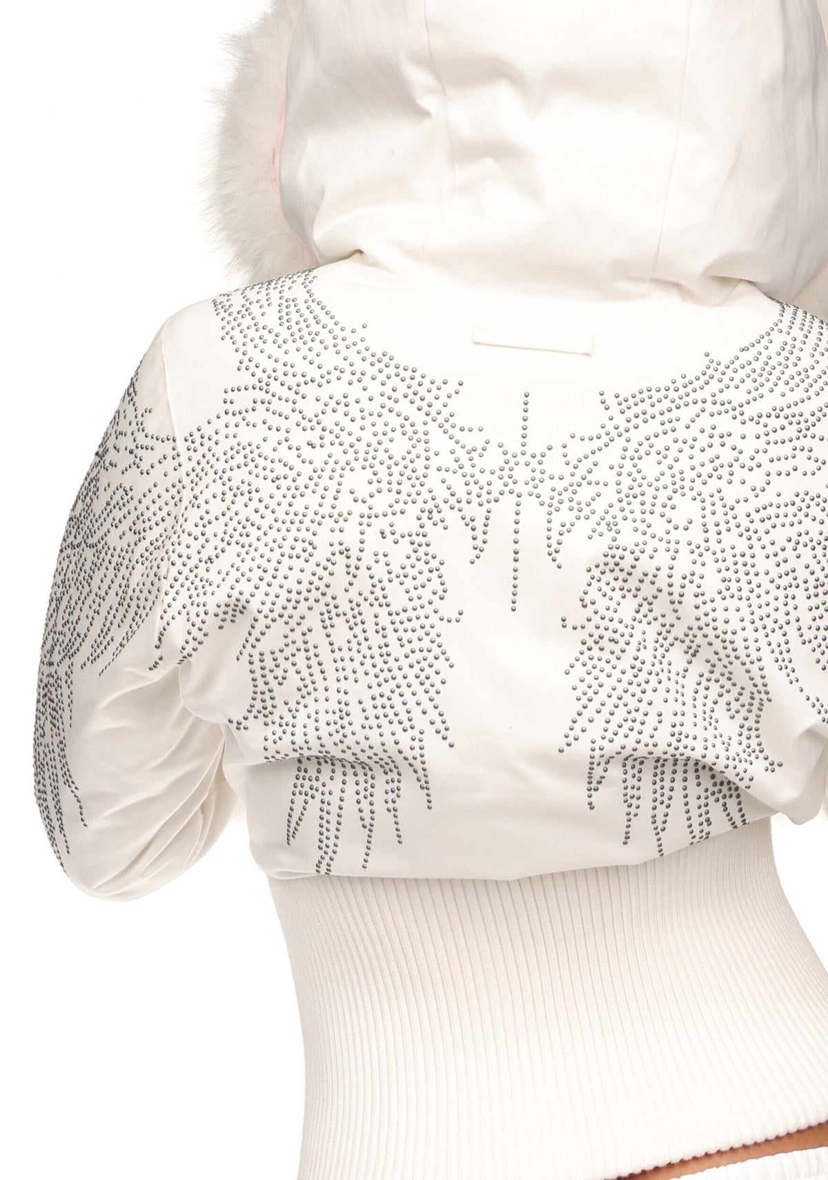 FALLEN FAUX FUR REVERSIBLE RIB PUFFER JACKET BABY PINK AND WHITE