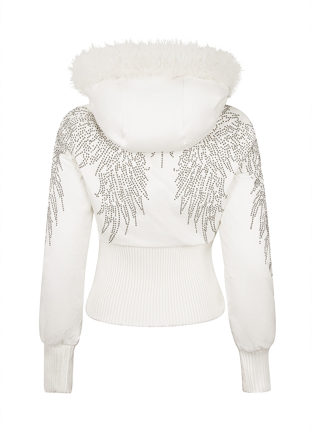 FALLEN FAUX FUR REVERSIBLE RIB PUFFER JACKET BABY PINK AND WHITE