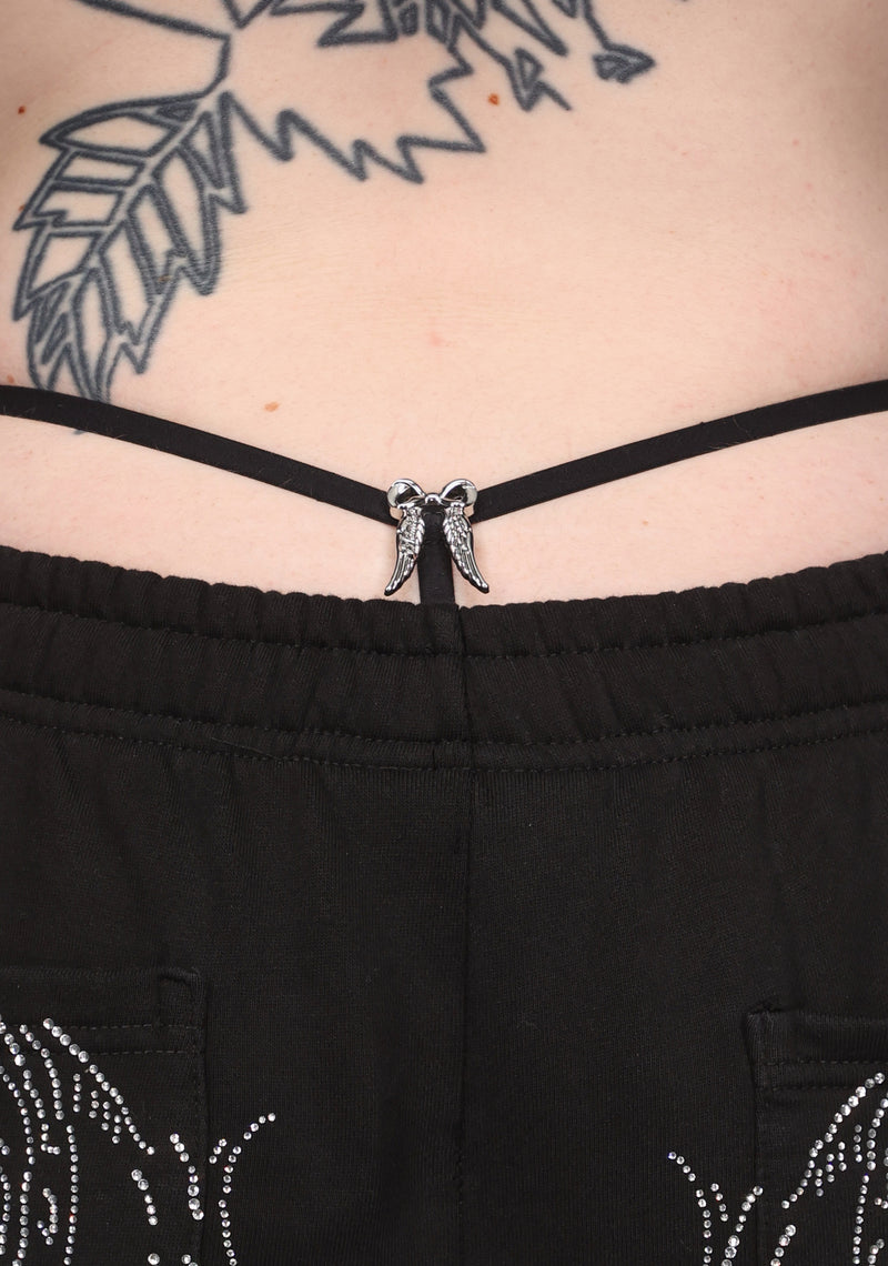 FALLEN WINGS CHARM MESH G-STRING BLACK
