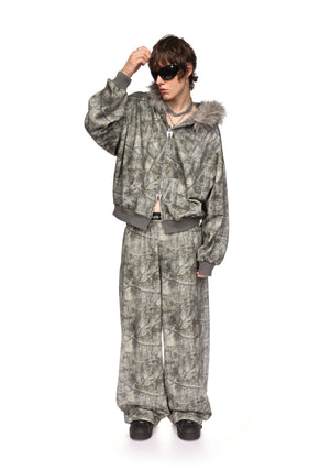 FALLEN RHINESTONE OVERSIZED SWEATPANTS TREE CAMO