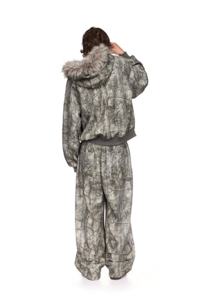 FALLEN RHINESTONE OVERSIZED SWEATPANTS TREE CAMO