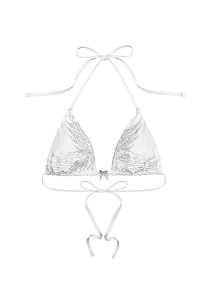 FALLEN RHINESTONE TRIANGLE BIKINI TOP WHITE