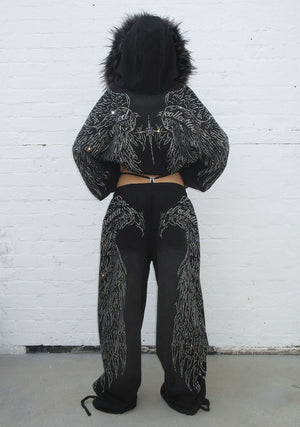 FALLEN RHINESTONE OVERSIZED SWEATPANTS WASHED BLACK