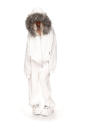 FALLEN RHINESTONE OVERSIZED SWEATPANTS WHITE