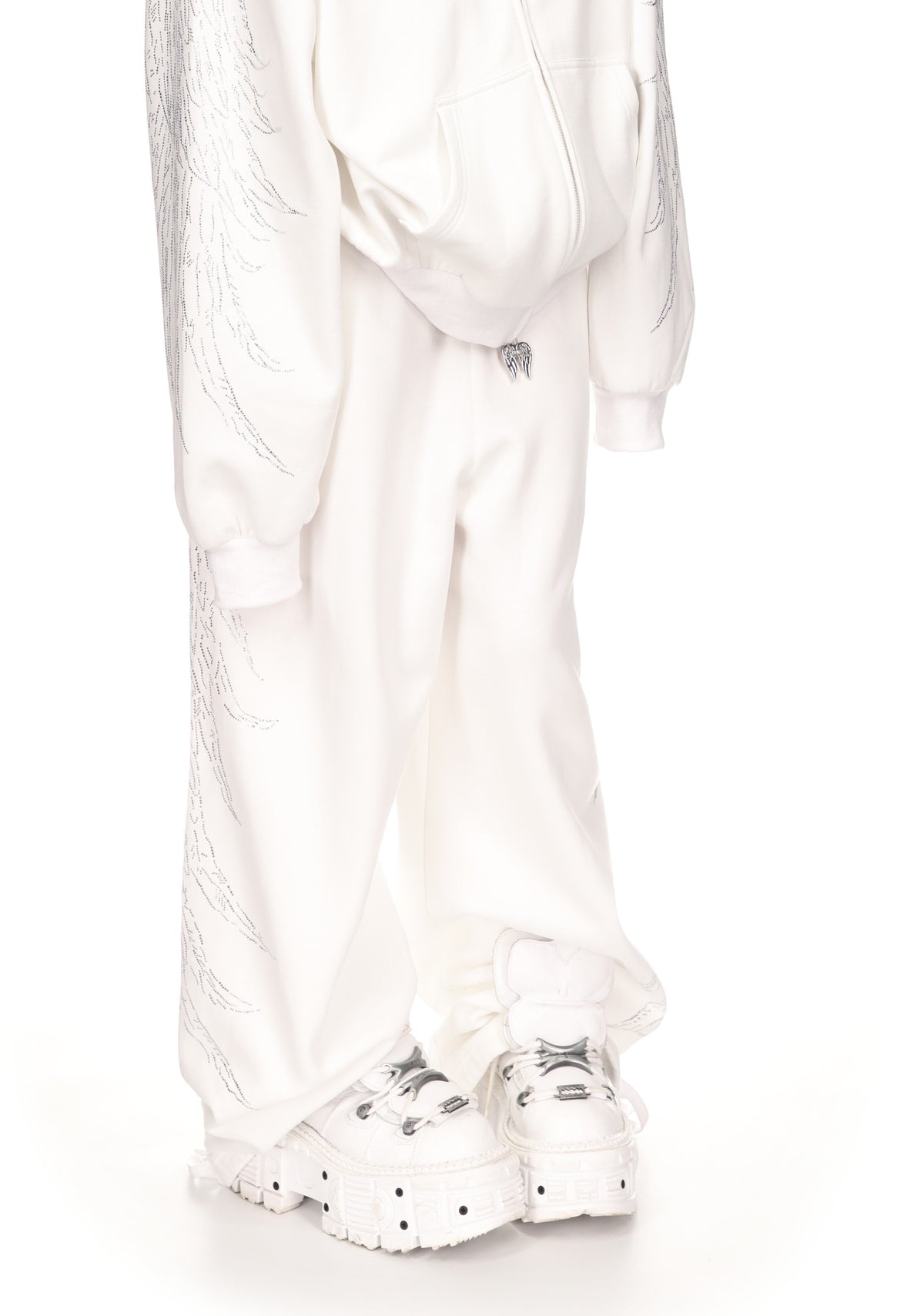 FALLEN RHINESTONE OVERSIZED SWEATPANTS WHITE