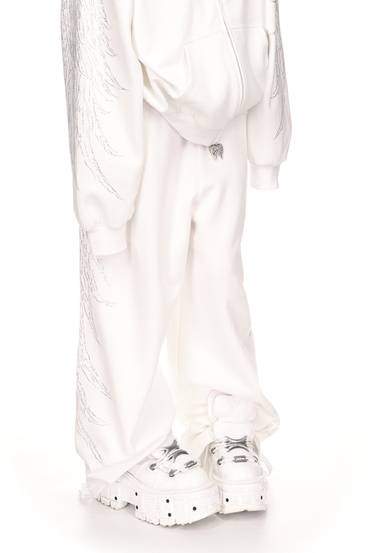 FALLEN RHINESTONE OVERSIZED SWEATPANTS WHITE
