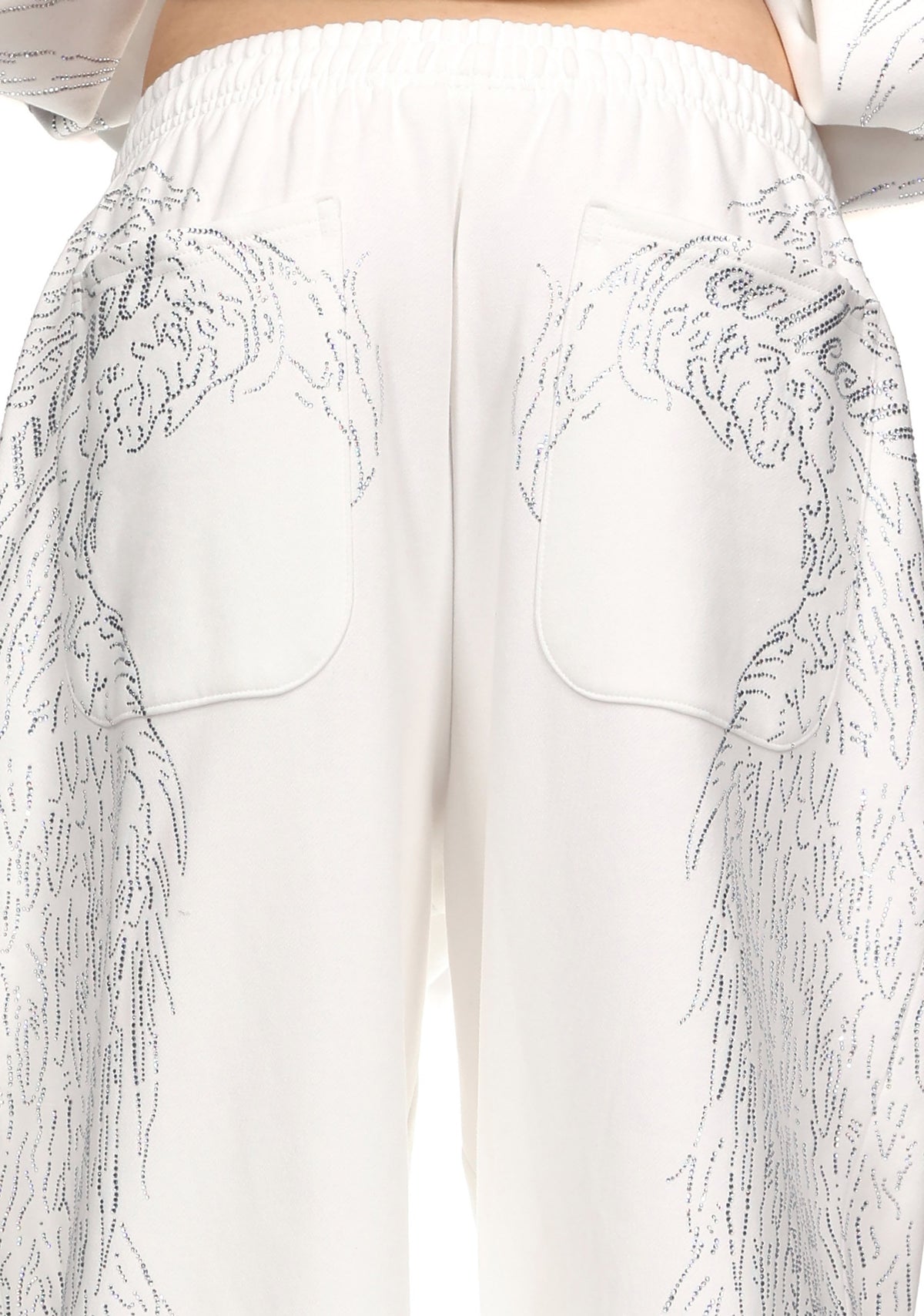FALLEN RHINESTONE OVERSIZED SWEATPANTS WHITE