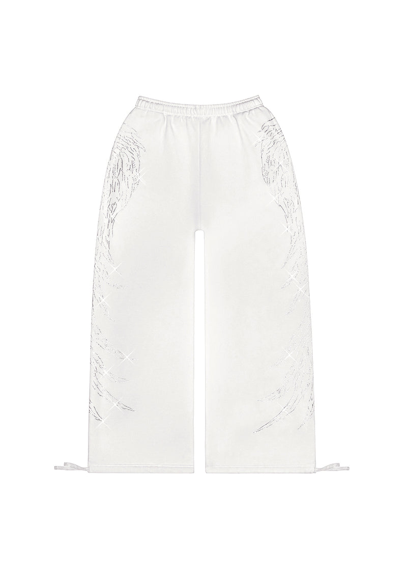 FALLEN RHINESTONE OVERSIZED SWEATPANTS WHITE