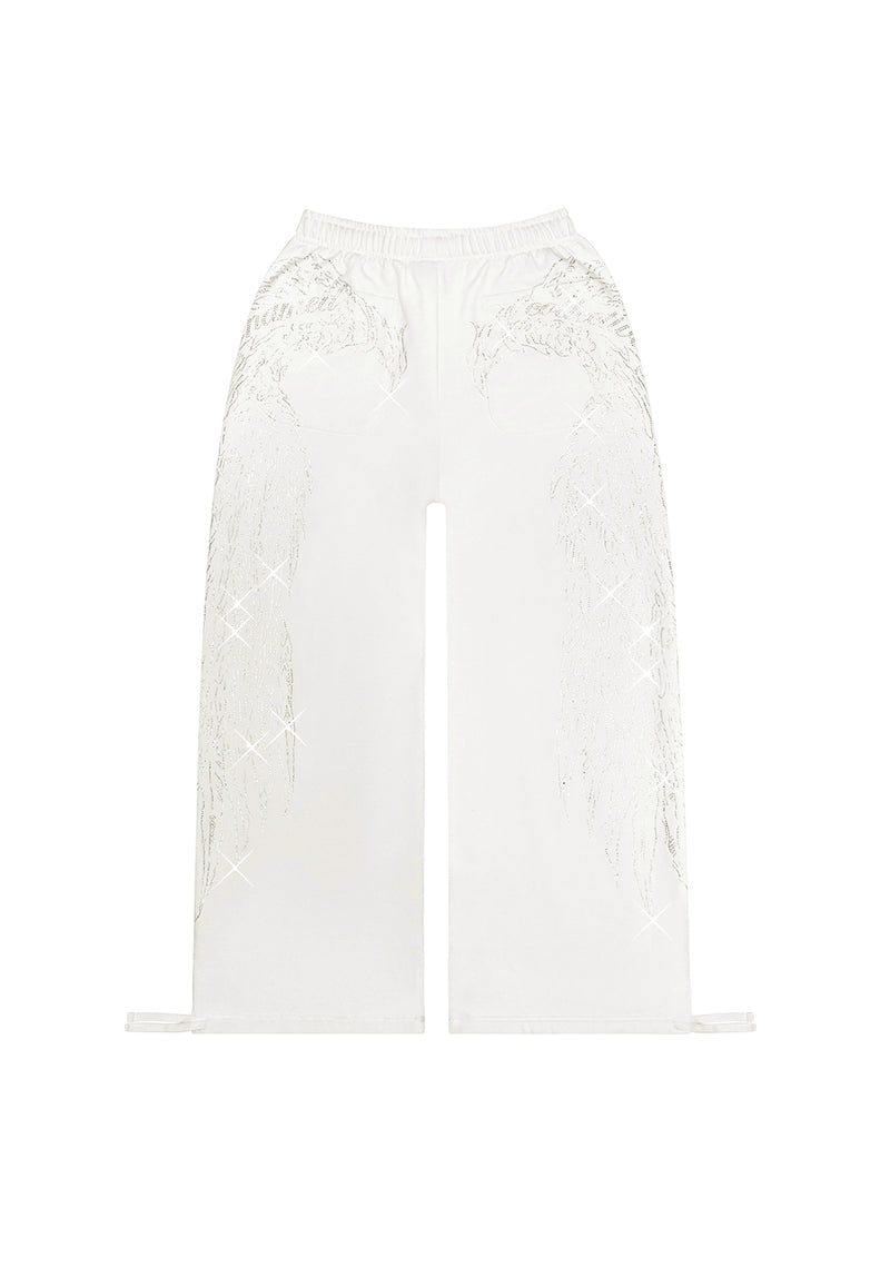 FALLEN RHINESTONE OVERSIZED SWEATPANTS WHITE